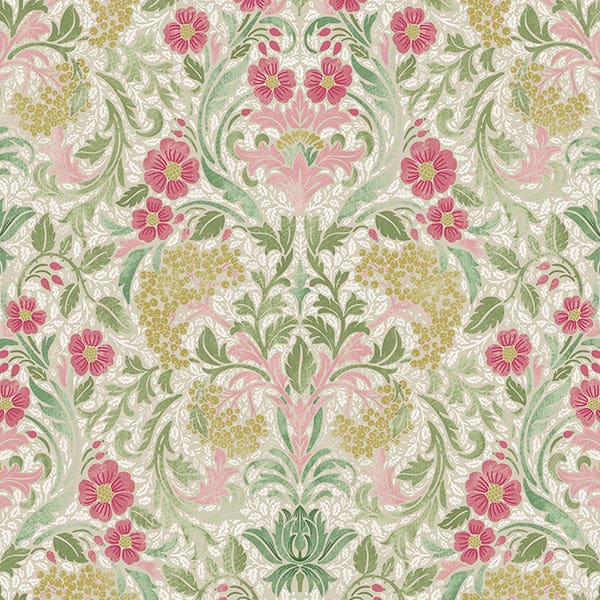 Close-up of Rubus Rose Green contract fabric sample for care home interiors