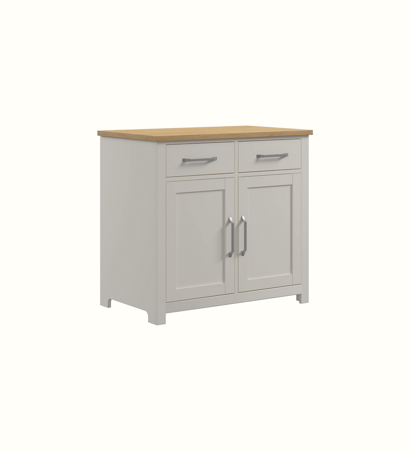 Two-door sideboard in Mussel finish for a care home communal area