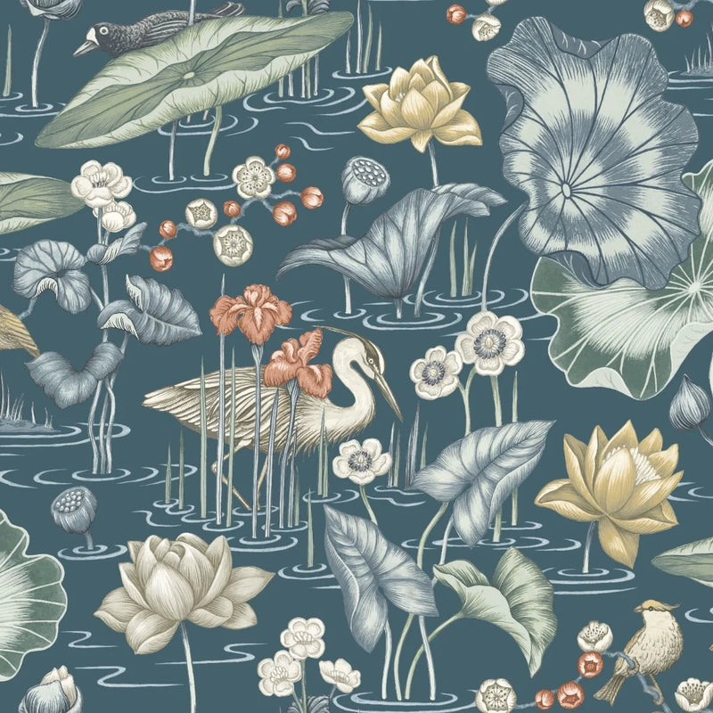 Close-up of Mizu Slate Blue contract fabric sample for care home interiors