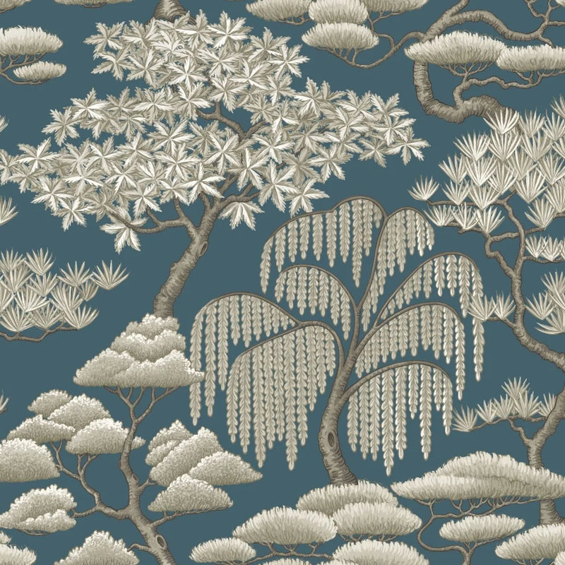 Close-up of Matsu Slate Blue contract fabric sample for care home interiors