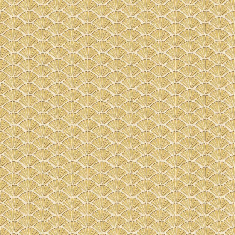 Close-up of Ayumi Ochre contract fabric sample for care home interiors