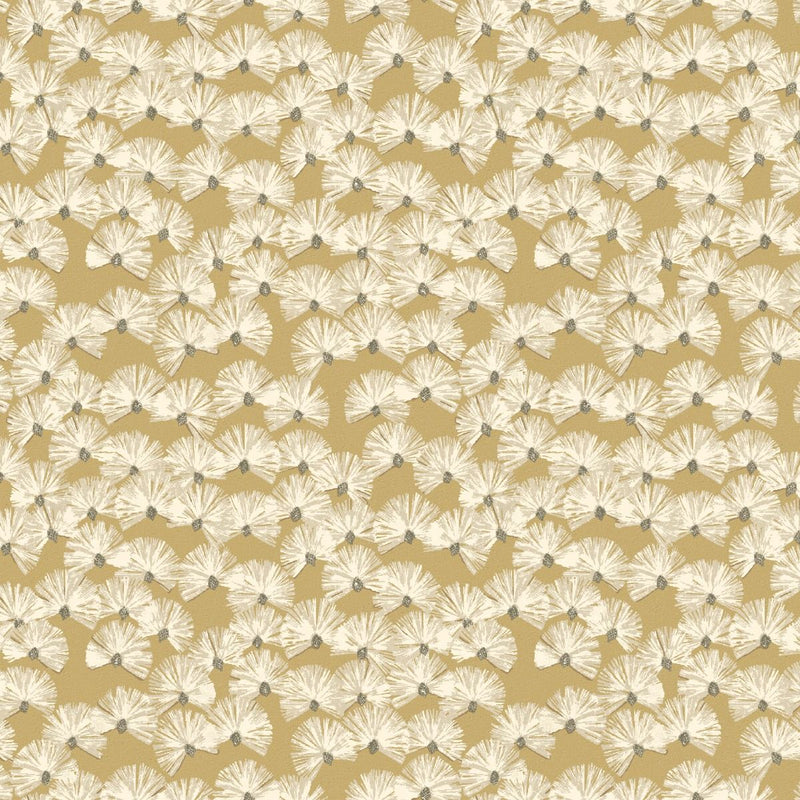 Close-up of Nara Ochre contract fabric sample for care home interiors