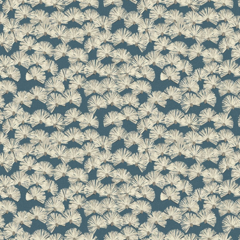 Close-up of Nara Slate Blue contract fabric sample for care home interiors