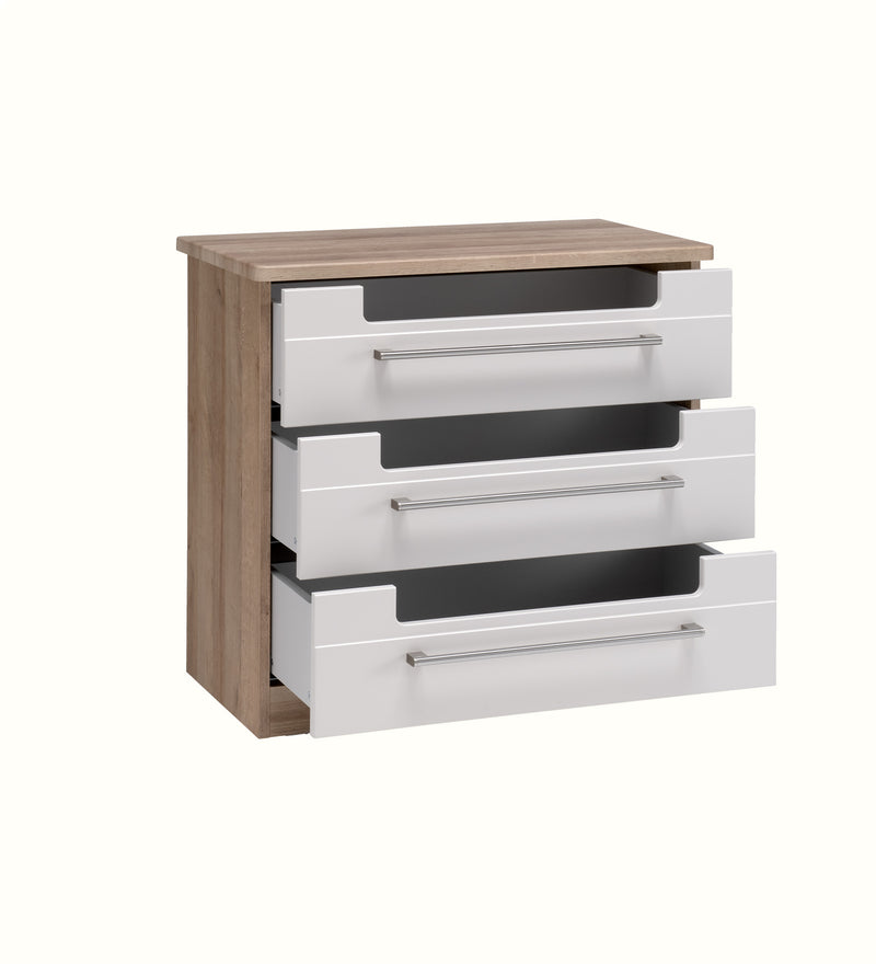 Admonere three-drawer chest for a dementia care home bedroom, alternate view