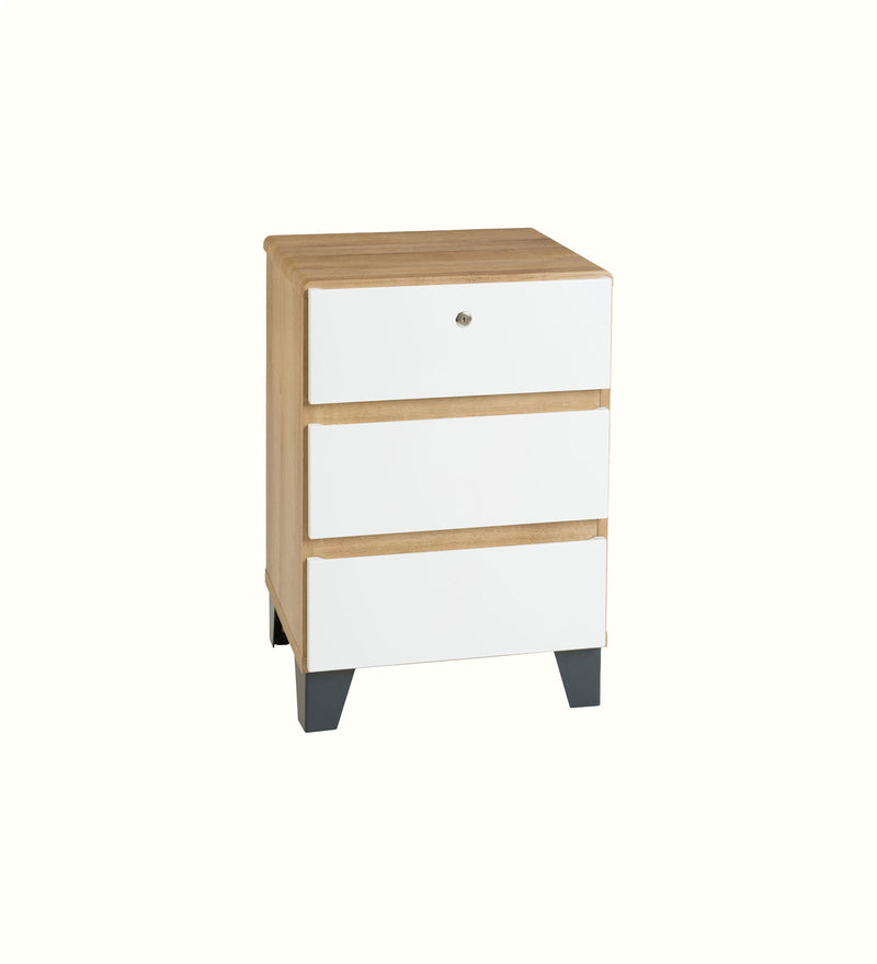 Anker three-drawer bedside table for a care home bedroom
