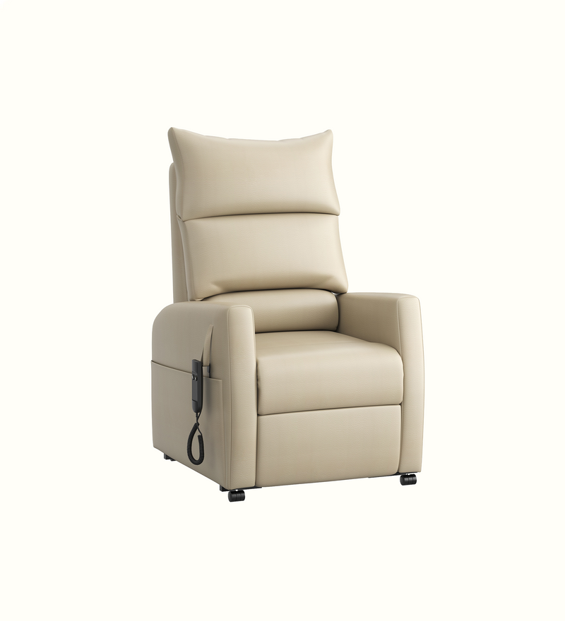 Aurora electric rise-and-recline armchair for an elderly care lounge