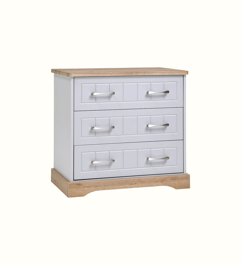 Dawson three-drawer care home chest with grey-and-oak finish