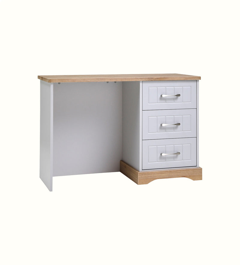 Dawson three-drawer care home desk with grey-and-oak finish