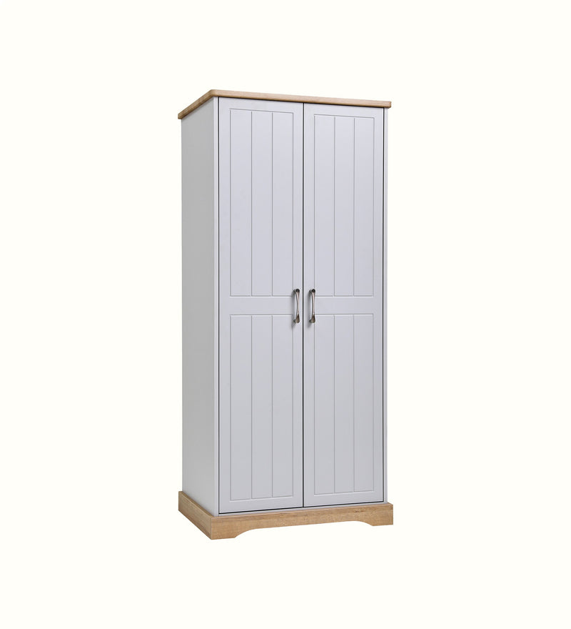 Dawson double care home wardrobe with grey-and-oak finish