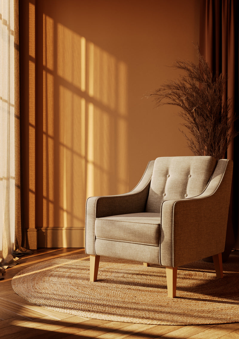 Ethan medium-back armchair for an elderly care lounge shown in a styled room setting