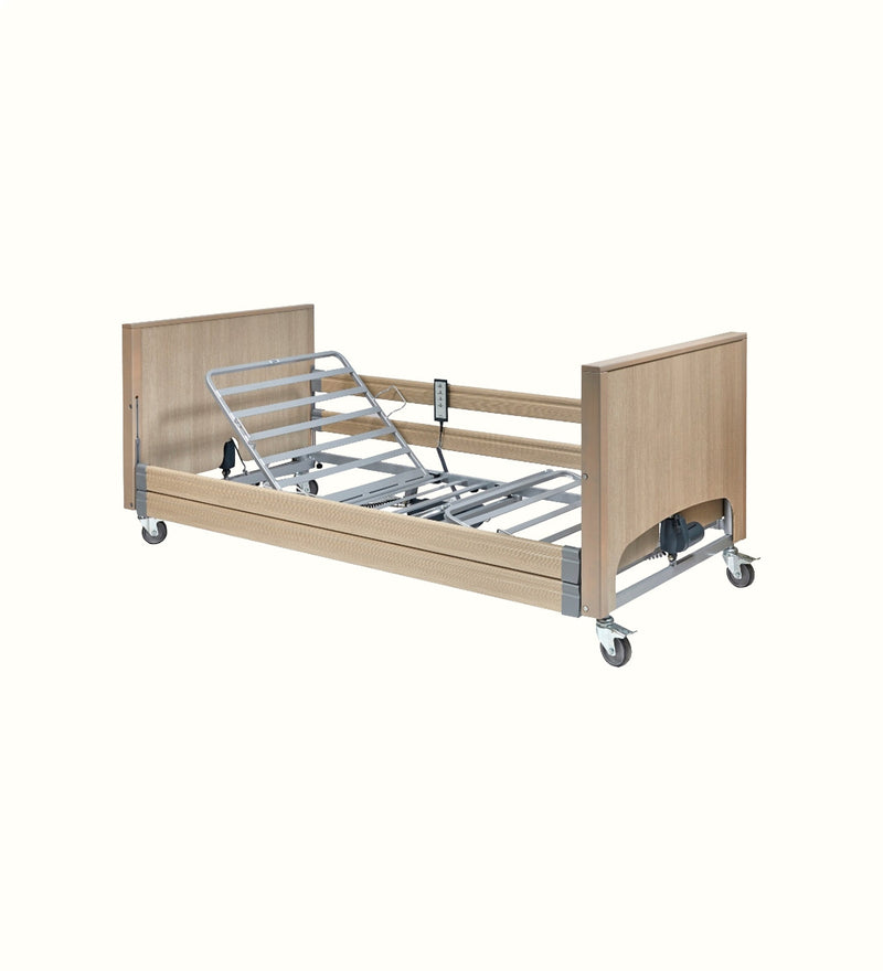 Care bed base for a care home bedroom