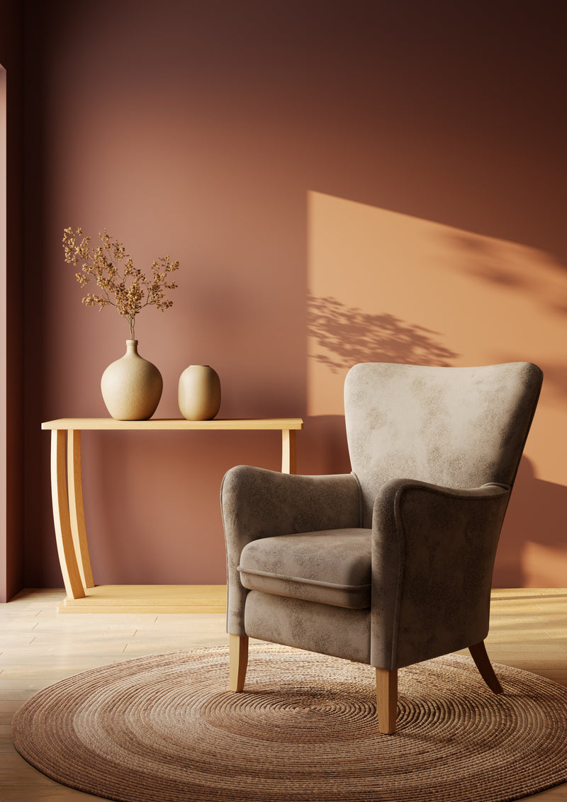 Harlow armchair for an elderly care lounge shown in a styled room setting