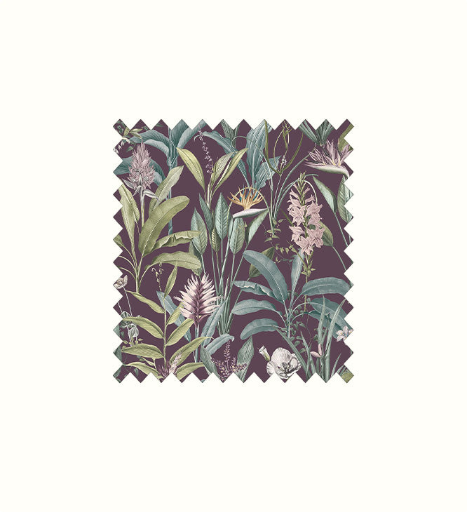 Imbali Plum contract fabric sample for care home interiors