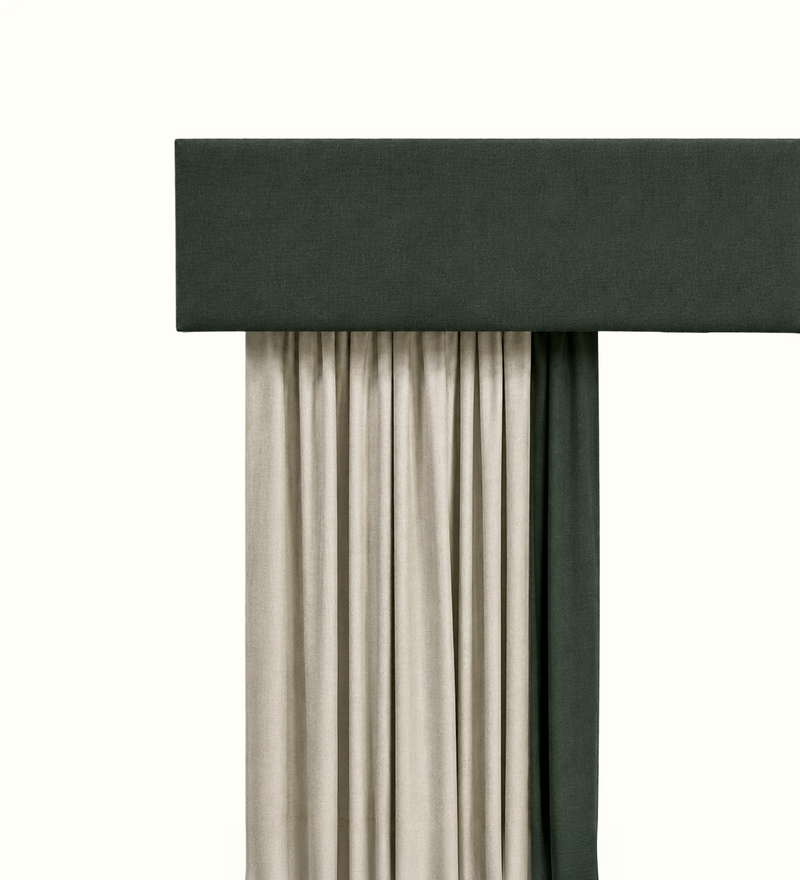 Curtain pelmet style for elderly care interiors