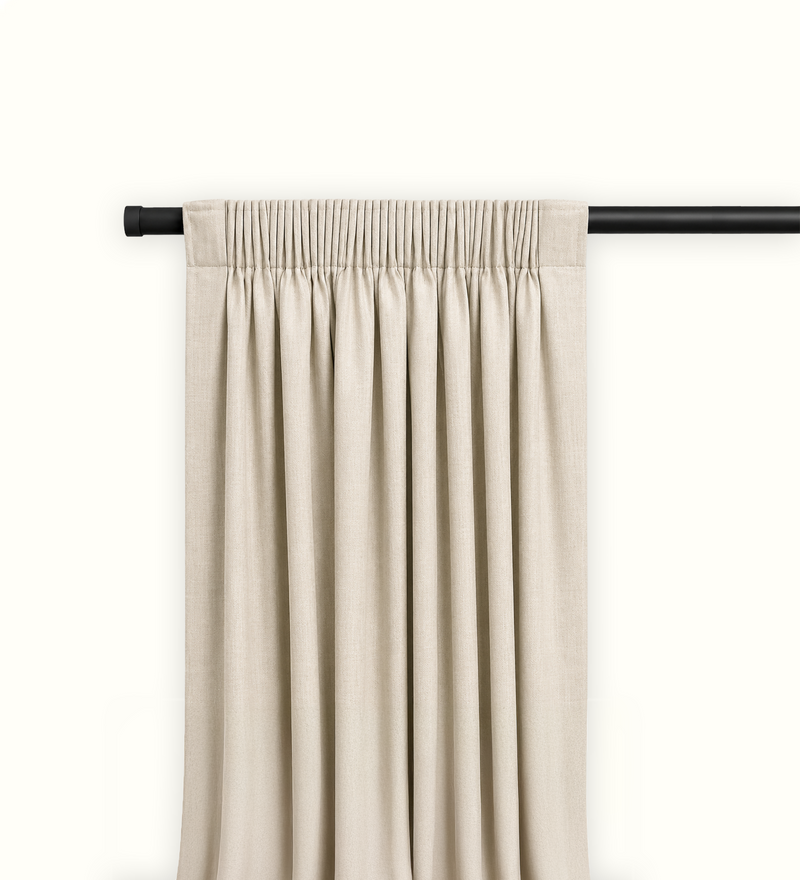 Pencil-pleat curtain heading style for elderly care interiors