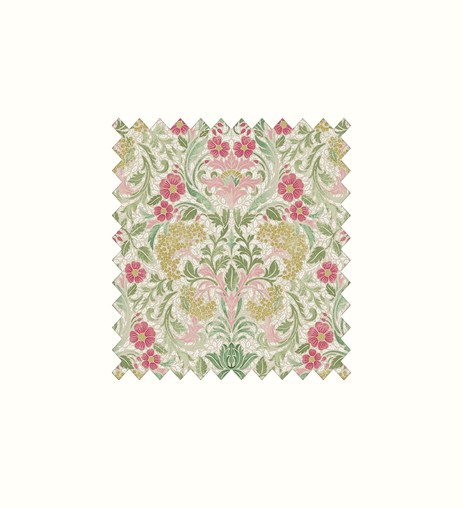 Rubus Rose Green contract fabric sample for care home interiors