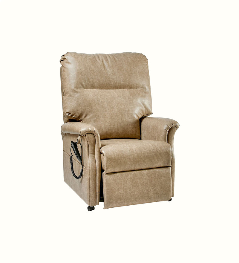 Electric rise-and-recline armchair for an elderly care lounge