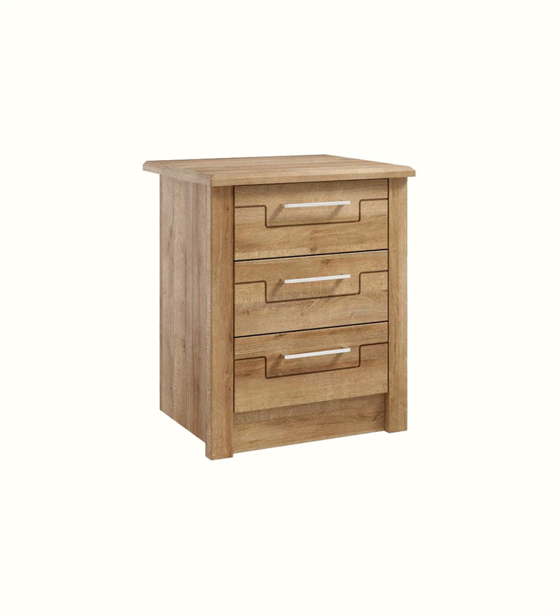 Afton three-drawer bedside table for a care home bedroom