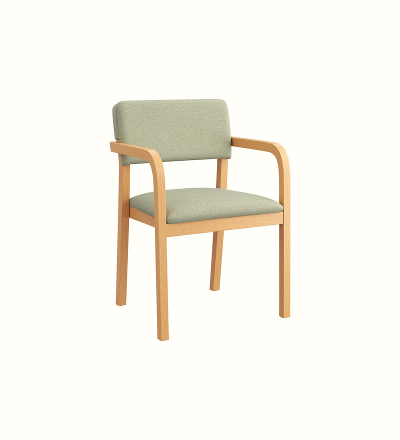 Artena stacking chair with arms for an elderly care dining or activity area