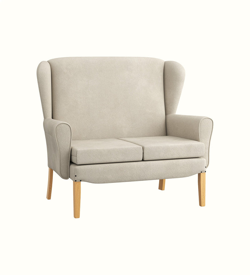 Bentley wingback two-seater sofa with tapered legs for an elderly care lounge