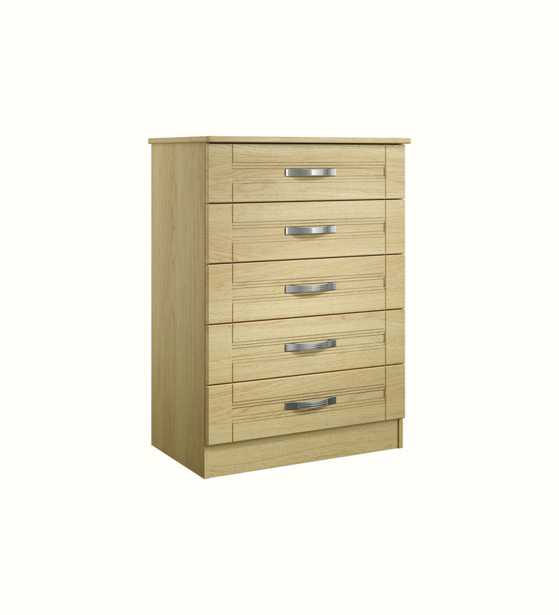Davenport five-drawer chest for a care home bedroom