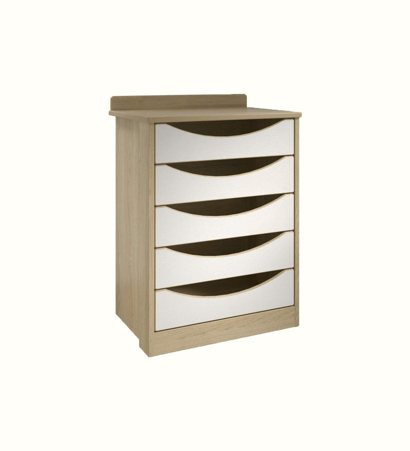 Five-drawer chest for a care home bedroom