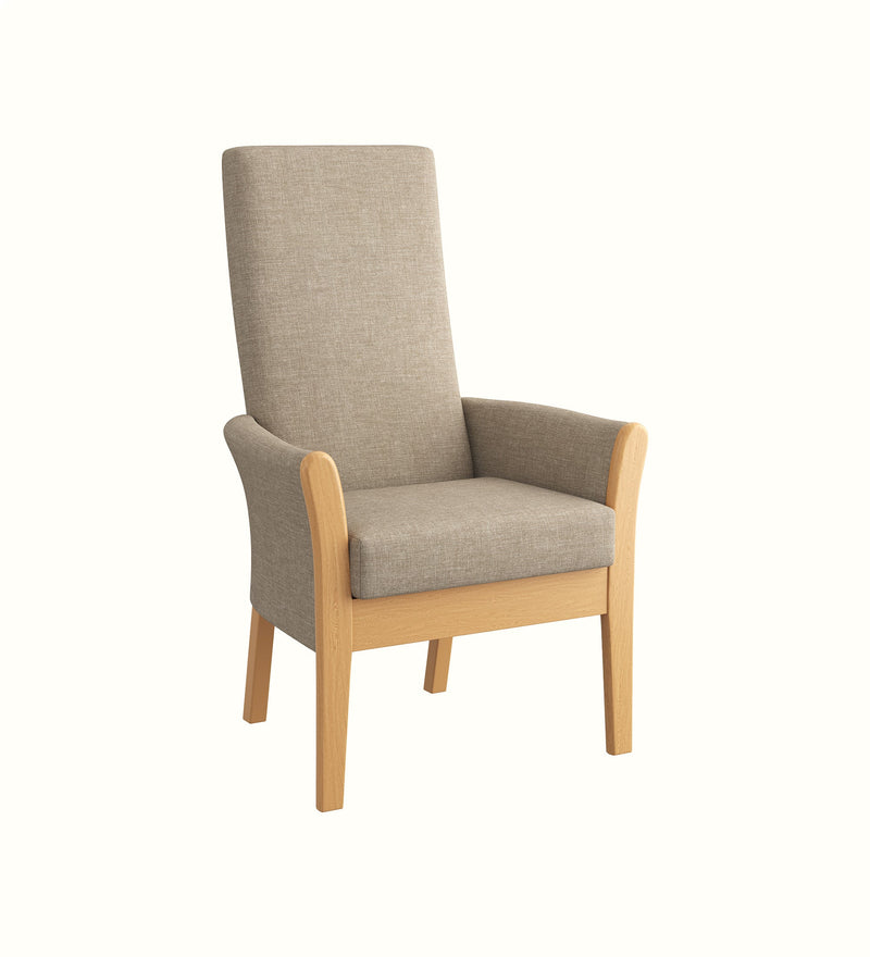 Pembroke high-back armchair for an elderly care lounge