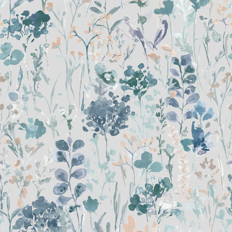 Close-up of Amaryllis Slate Blue contract fabric sample for care home interiors