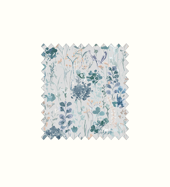 Amaryllis Slate Blue contract fabric sample for care home interiors