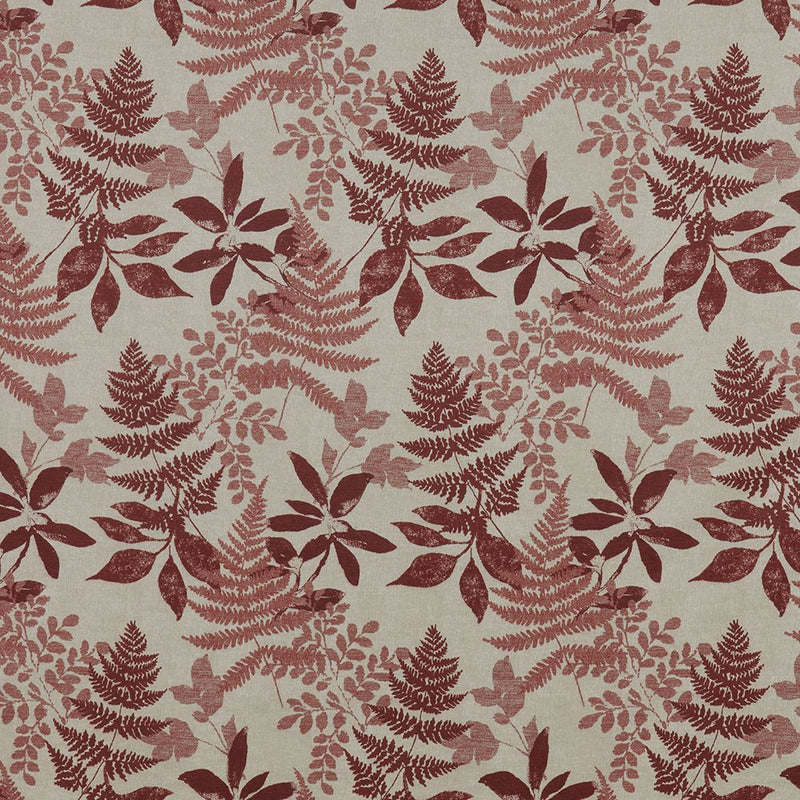 Close-up of Aubrey Garnet contract fabric sample for care home interiors