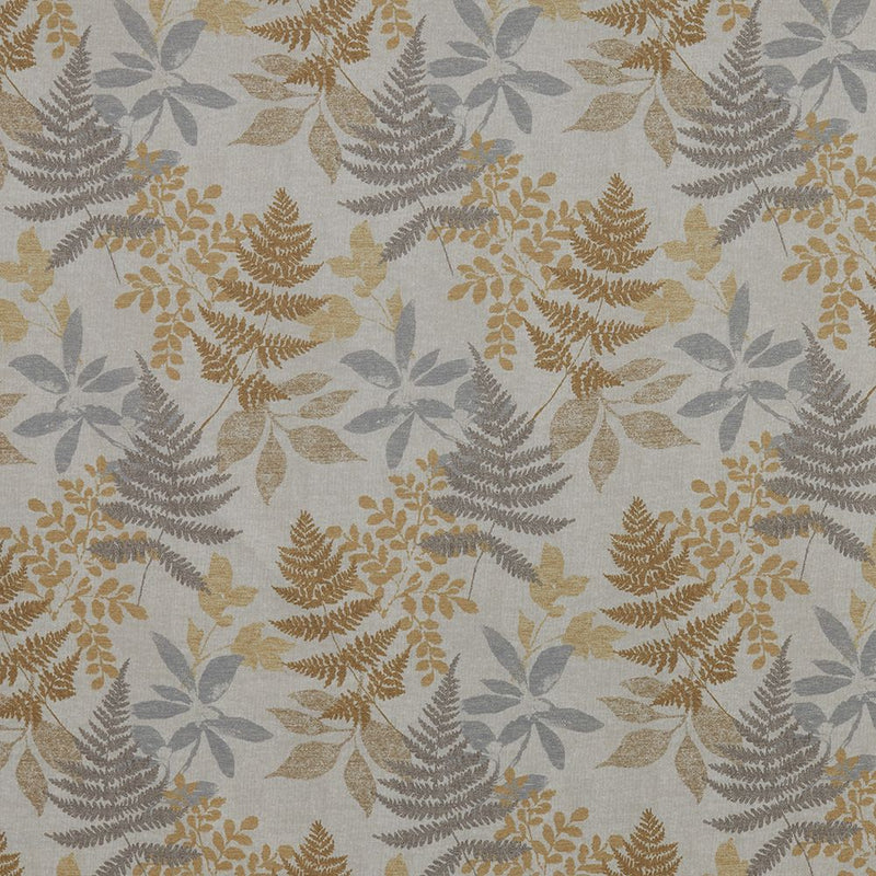 Close-up of Aubrey Ochre contract fabric sample for care home interiors
