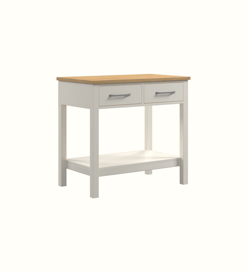 Console table in Mussel finish for an elderly care communal area