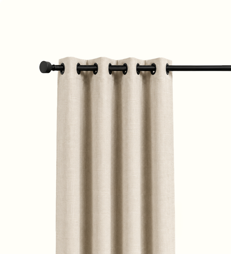 Eyelet curtain heading style for elderly care interiors