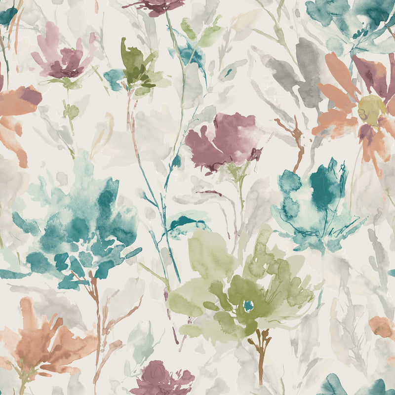 Close-up of Flora Aquamarine contract fabric sample for care home interiors