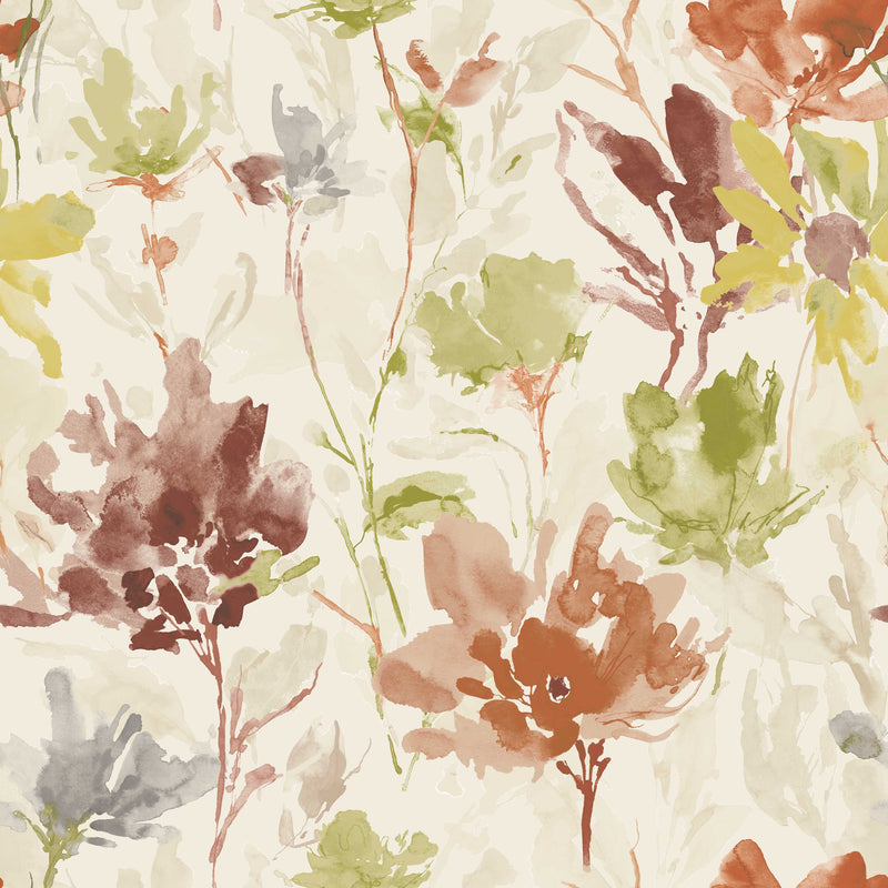 Close-up of Flora Papaya contract fabric sample for care home interiors