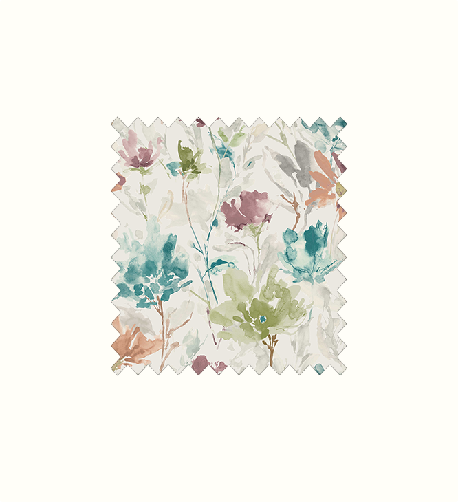 Flora Aquamarine contract fabric sample for care home interiors