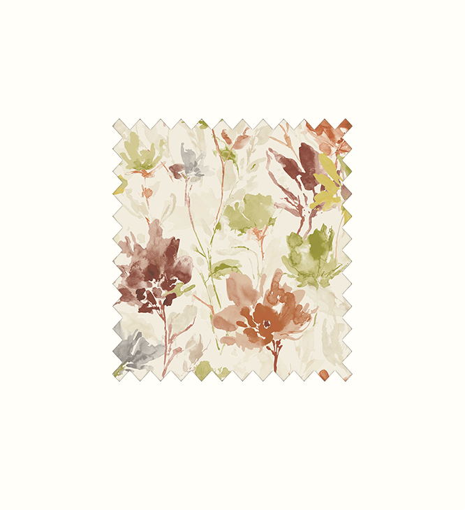 Flora Papaya contract fabric sample for care home interiors