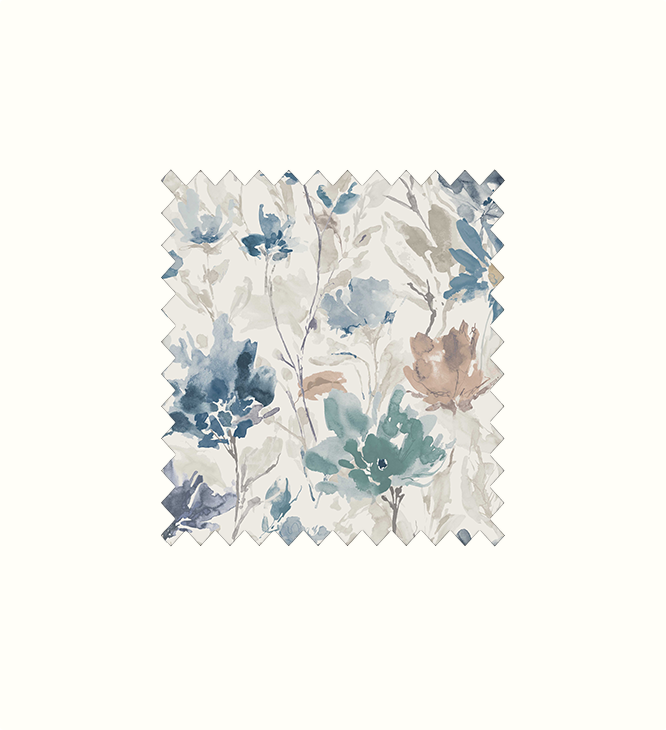 Flora Slate Blue contract fabric sample for care home interiors