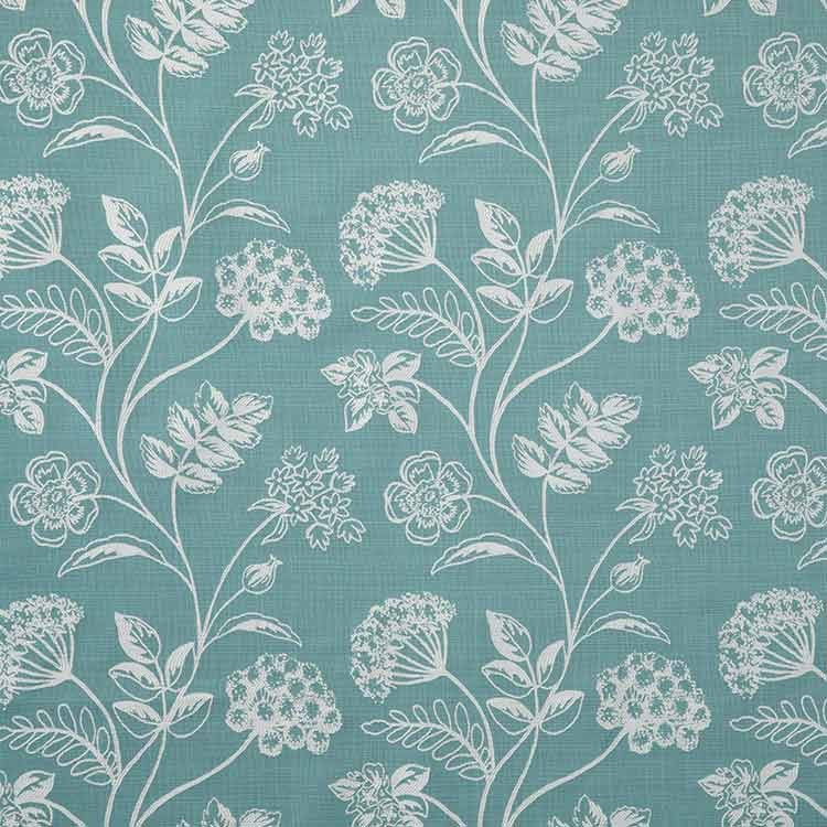 Close-up of Grassington Teal contract fabric sample for care home interiors