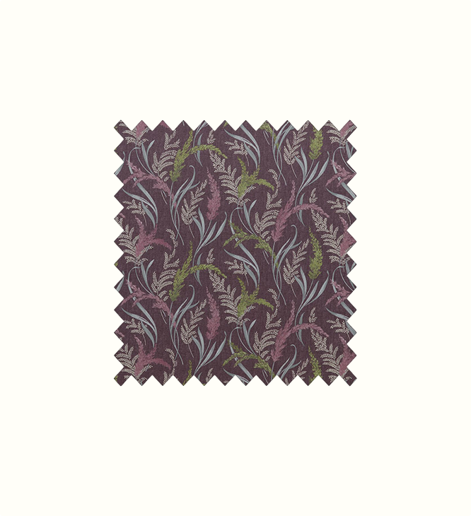 Susanna Aubergine contract fabric sample for care home interiors