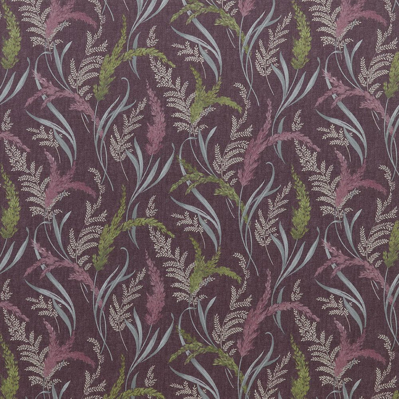 Close-up of Susanna Aubergine contract fabric sample for care home interiors